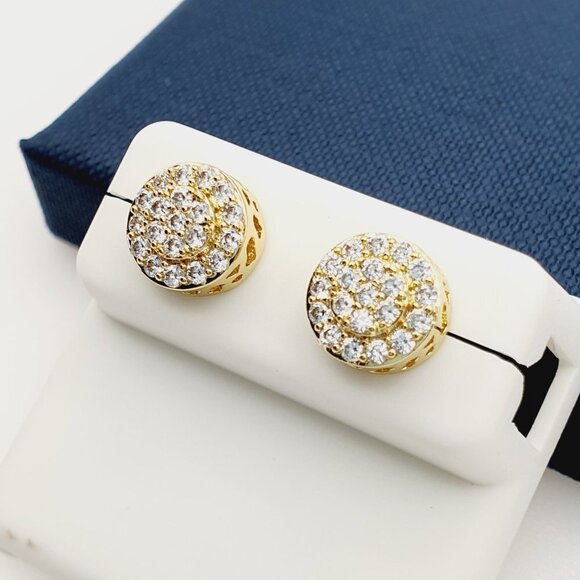 "14K Gold Plated Cubic Zircon Earrings, EVBRS409 - Picture 2 of 9